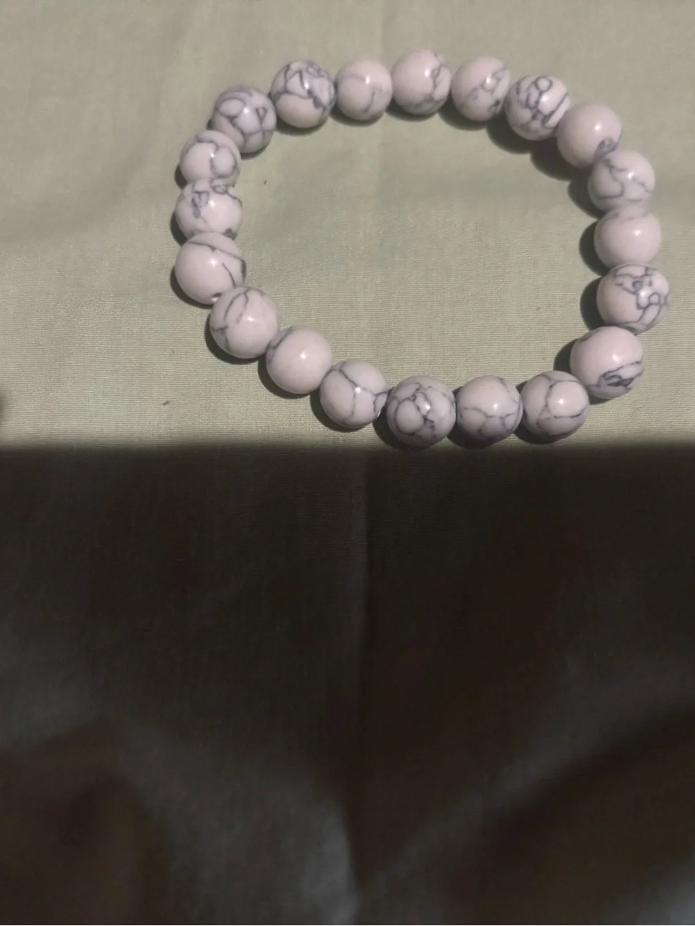 White Marble Beaded Stretch Bracelet